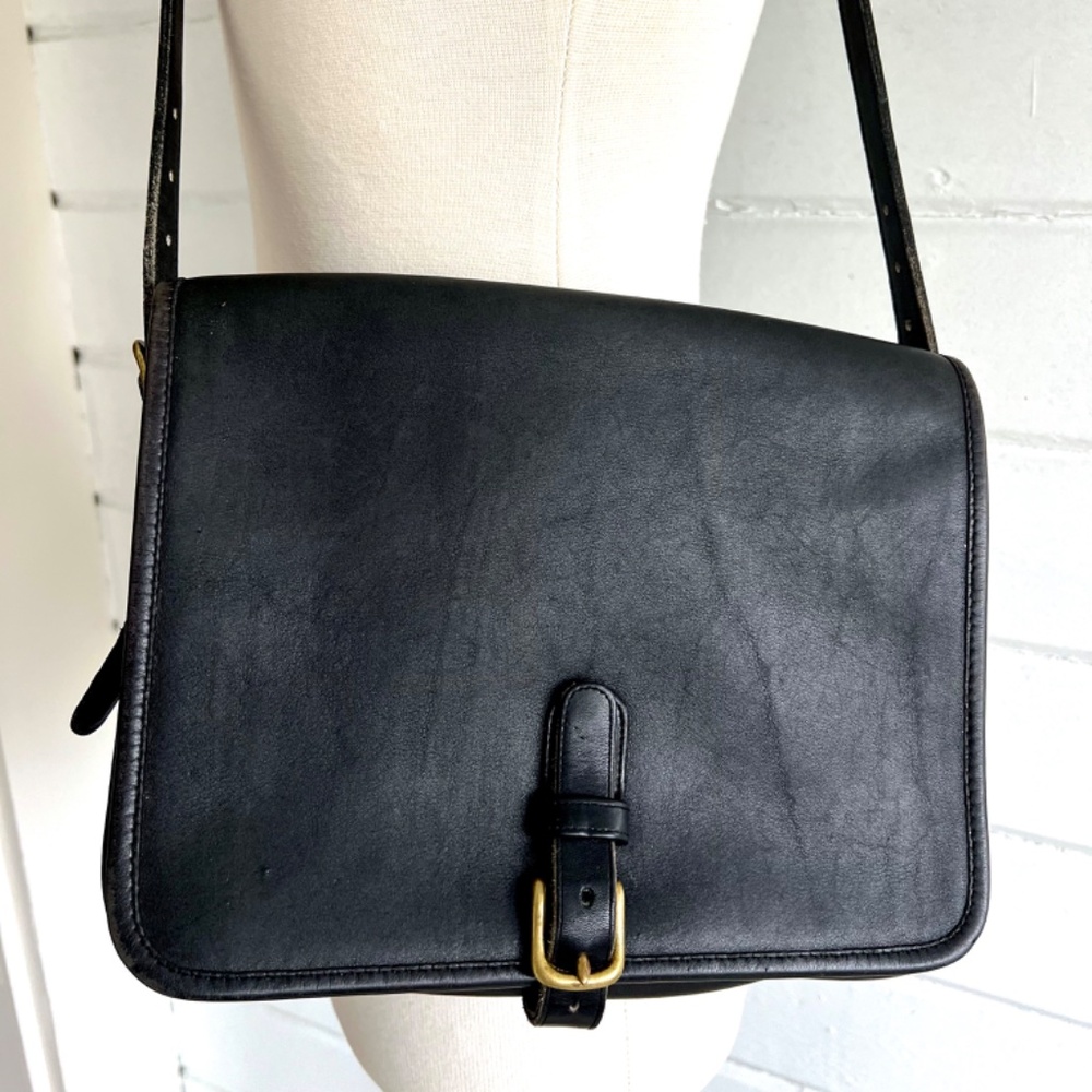 COACH Vintage Large Saddle Pouch Bag in Black - Made In New York - Picture 2 of 16